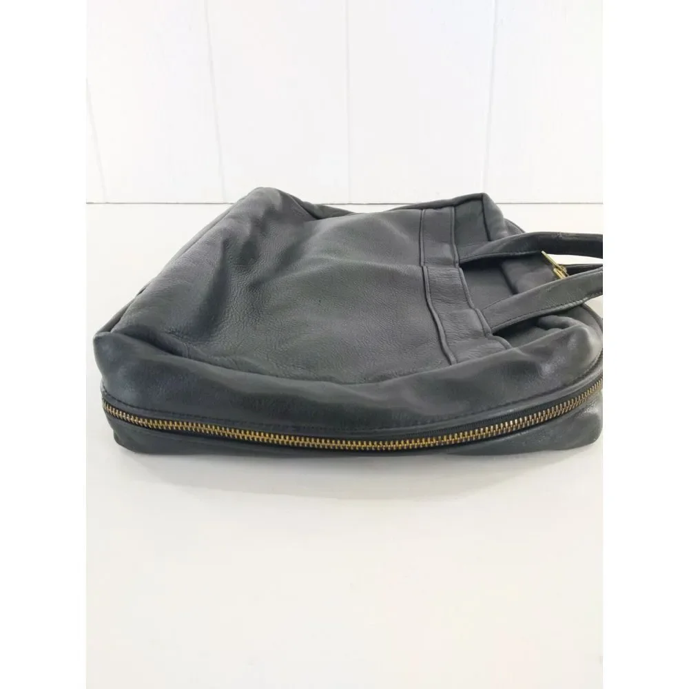 MacClay Leather Design Black Leather Laptop Briefcase Tote Bag‎ Attache
